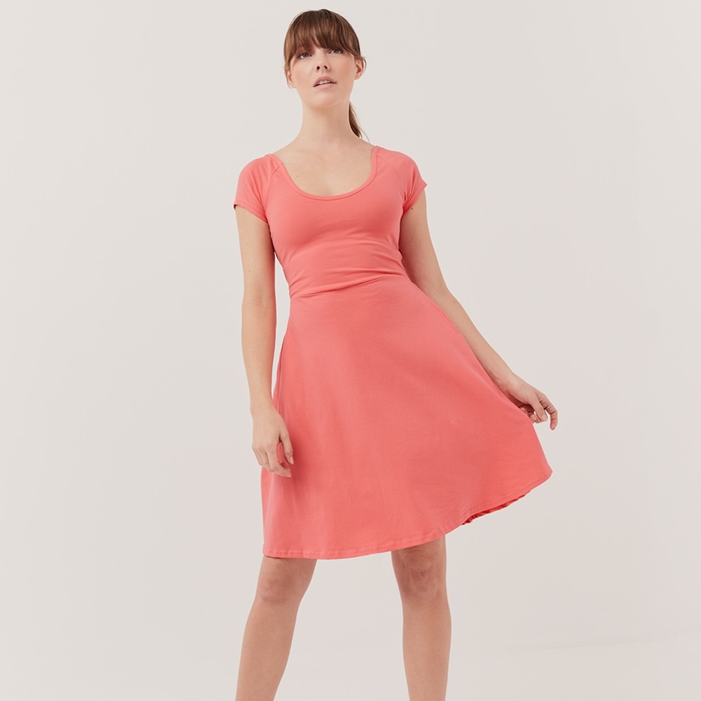 NWT Pact Fit & Flare Crossback Mini Dress, Color: Rosy, Size: M